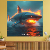 Fantasy Schattige Fire Shark Zee Canvas Afdruk (Insitu (Woonkamer))
