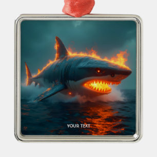 Fantasy Schattige Fire Shark Zee Metalen Ornament