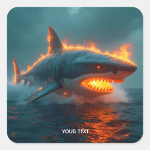 Fantasy Schattige Fire Shark Zee Vierkante Sticker