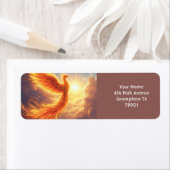 Fantasy Schattige Flaming Phoenix Rises Etiket (Insitu)