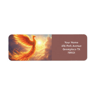 Fantasy Schattige Flaming Phoenix Rises Etiket