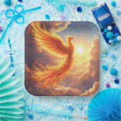 Fantasy Schattige Flaming Phoenix Rises Papieren Bordje (Feest)