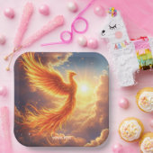 Fantasy Schattige Flaming Phoenix Rises Papieren Bordje (Feest)