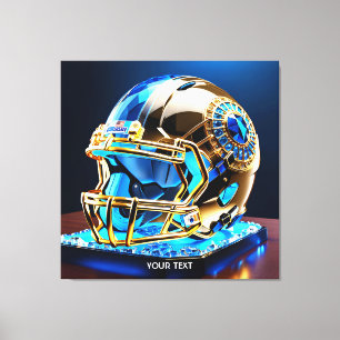 Fantasy Schattige Football Blauwhelm Canvas Afdruk