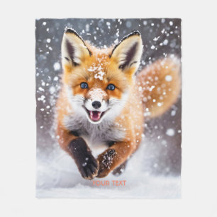 Fantasy Schattige Fox Cub Snow Fleece Deken