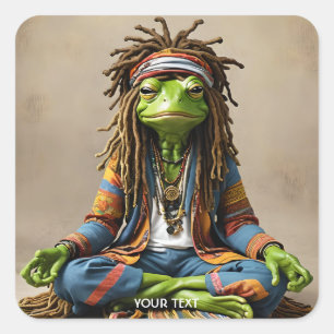 Fantasy Schattige Frog Dreads Meditatie Vierkante Sticker