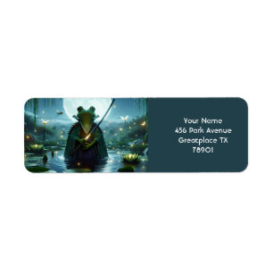 Fantasy Schattige Frog Samurai Katana Etiket