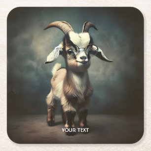 Fantasy Schattige Funny Baby Goat Vierkante Kartonnen Onderzetter