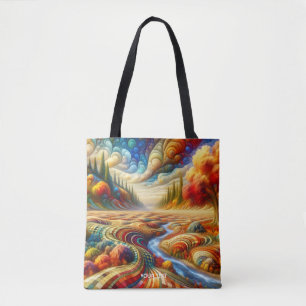 Fantasy Schattige geblokt surrealistisch landschap Draagtas