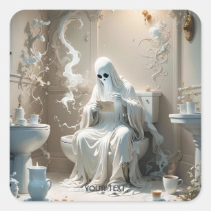 Fantasy Schattige Ghost Badkamer Papier Vierkante Sticker
