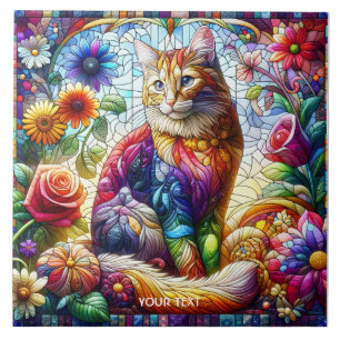 Fantasy Schattige glas gewatteerde kat Tegeltje