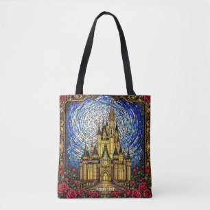 Fantasy Schattige Glas in lood Castle Draagtas