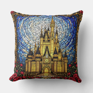 Fantasy Schattige Glas in lood Castle Kussen