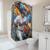 Fantasy Schattige Glas in lood Honkbal Douchegordijn (In situ)