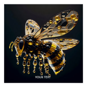 Fantasy Schattige Glass Yellow Black Bee Perfect Poster