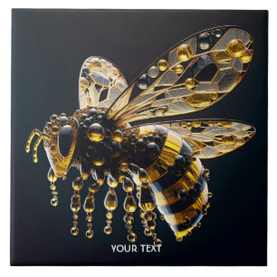 Fantasy Schattige Glass Yellow Black Bee Tegeltje