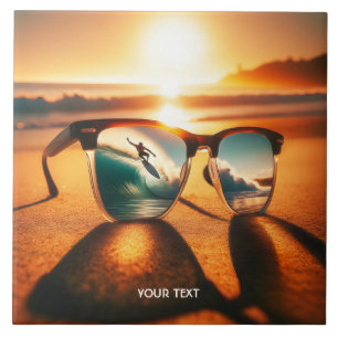 Fantasy Schattige Glasses Sunset Beach Tegeltje