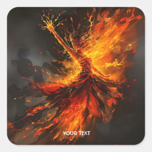 Fantasy Schattige Grand Flames Flamenco Vierkante Sticker