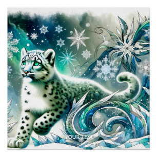 Fantasy Schattige Green Eyes Leopard Perfect Poster