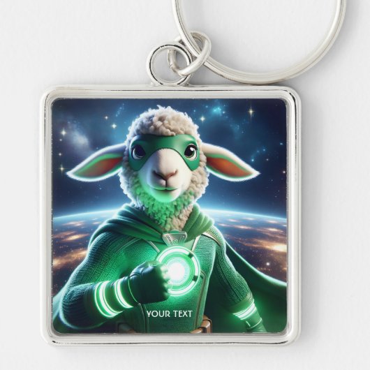 Fantasy Schattige Green Super Lamb Sleutelhanger (Voorkant)