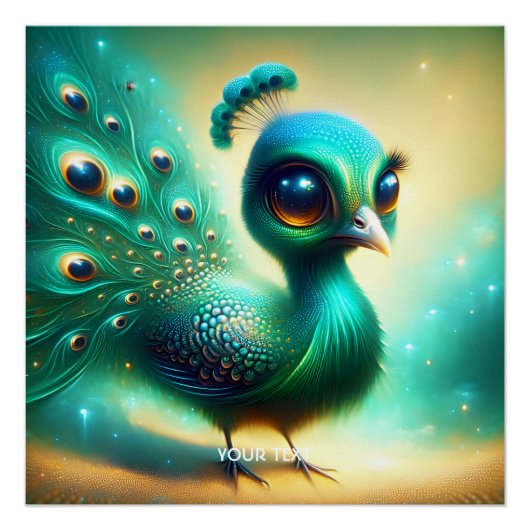 Fantasy Schattige Groene Baby Pauw Perfect Poster (Voorkant)