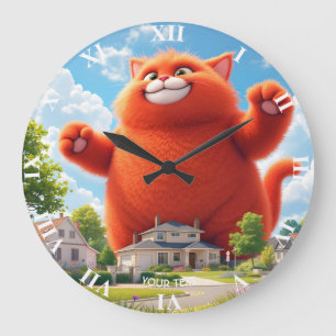 Fantasy Schattige Grote Oranje Kat Klok