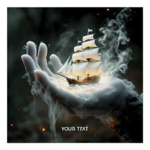 Fantasy Schattige Hand Ship Smoke Perfect Poster