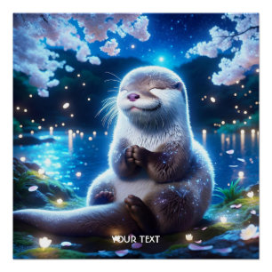 Fantasy Schattige Happy Otter Night Perfect Poster