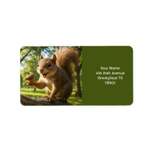 Fantasy Schattige Happy Squirrel Forest Etiket