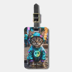 Fantasy Schattige Hippie Cat Festival Bagagelabel