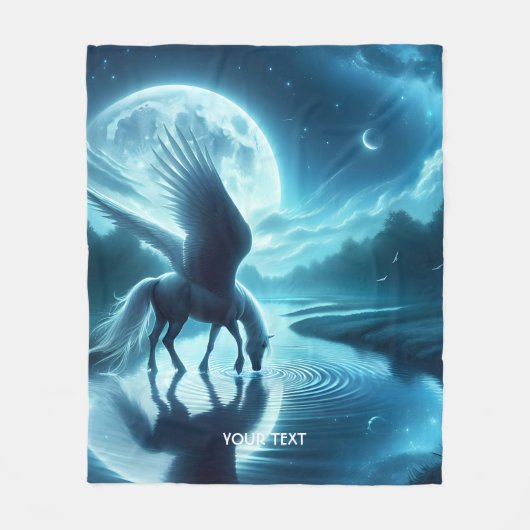 Fantasy Schattige Horse Wings Moon Fleece Deken (Voorkant)