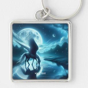 Fantasy Schattige Horse Wings Moon Sleutelhanger