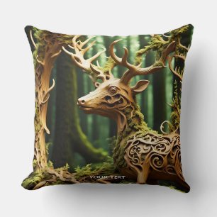 Fantasy Schattige Houten Carving Deer Kussen