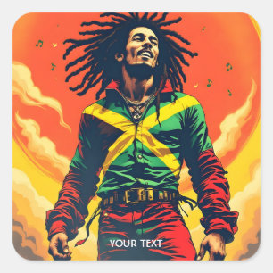 Fantasy Schattige Jamaica Vlag Zon Vierkante Sticker