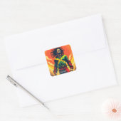Fantasy Schattige Jamaica Vlag Zon Vierkante Sticker (Envelop)