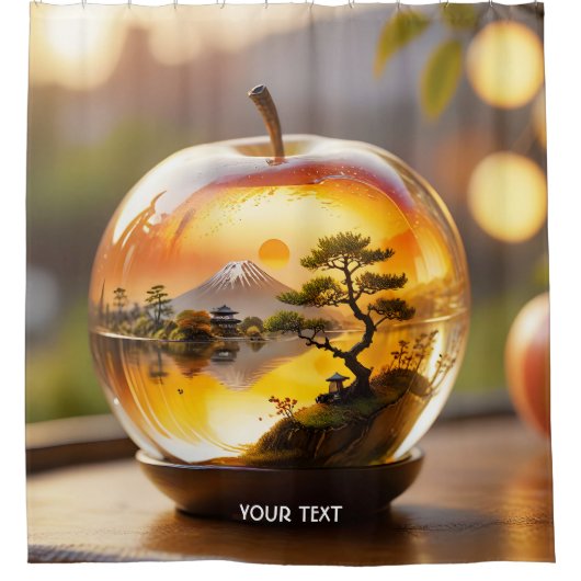 Fantasy Schattige Japans Apple Uitzicht Douchegordijn (Voorkant)