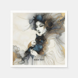 Fantasy Schattige Japans Meisje Cat Servet