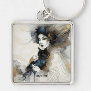 Fantasy Schattige Japans Meisje Cat Sleutelhanger