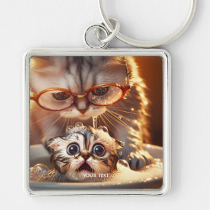Fantasy Schattige Kattenwaskitten Sleutelhanger