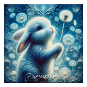 Fantasy Schattige konijn konijnenbloem Perfect Poster