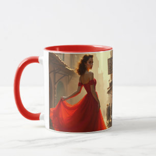 Fantasy Schattige Lady Red Dress Mok