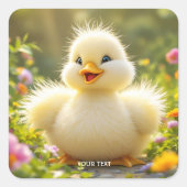 Fantasy Schattige Laughing Fluffy Duck Vierkante Sticker (Voorkant)