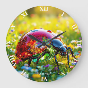 Fantasy Schattige lieveheersbeestje gepolijst glas Grote Klok