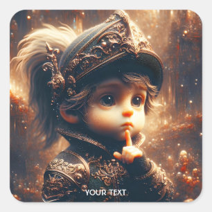 Fantasy Schattige Little Quiet Knight Vierkante Sticker