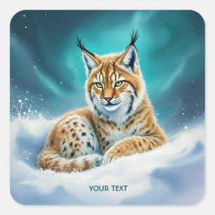 Fantasy Schattige Lynx Cub Winter Vierkante Sticker