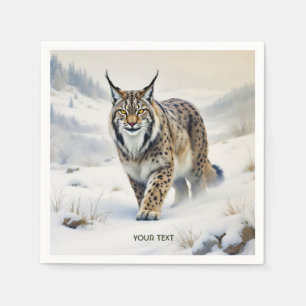 Fantasy Schattige Lynx Wintersneeuw Servet