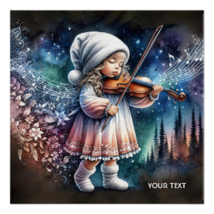 Fantasy Schattige Meisje Muziek Viool Perfect Poster