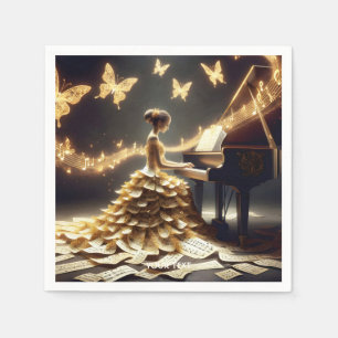 Fantasy Schattige meisje speelt piano Servet