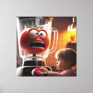 Fantasy Schattige Meisje Tomaat Blender Canvas Afdruk