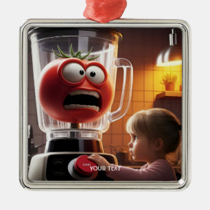 Fantasy Schattige Meisje Tomaat Blender Metalen Ornament